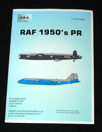 1 HN Ac Decals Blackbird Model RAF 1950s PR 1.72