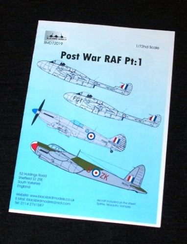 1 HN Ac Decals Model Blackbird Post War RAF Pt1 1.72