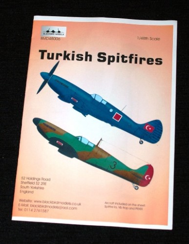 1 HN Ac Decalcomanie Modelli Blackbird Spitfire turchi 1.48