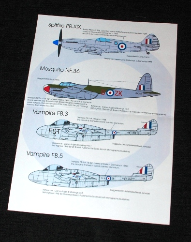 2 HN Ac Decals Blackbird Modelle Nachkriegszeit RAF Pt1 1.72