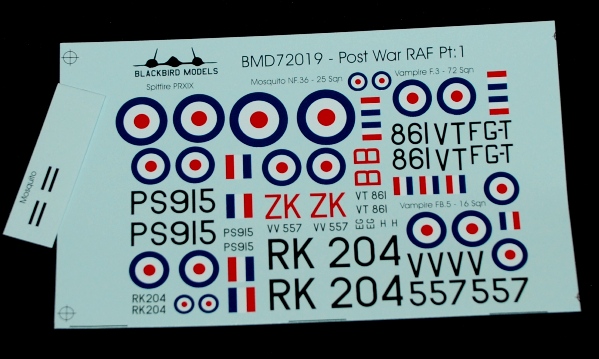4 HN Ac Decalques Blackbird Modelos Post War RAF Pt1 1.72
