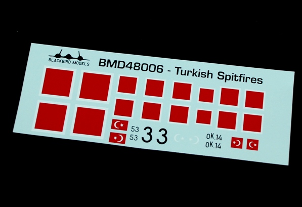 4 HN Ac Decalcomanie Modelli Blackbird Spitfire turchi 1.48