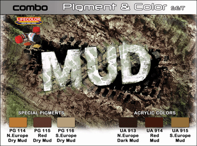 8 HN TM Lifecolor Mud Pigment a Lliw Set