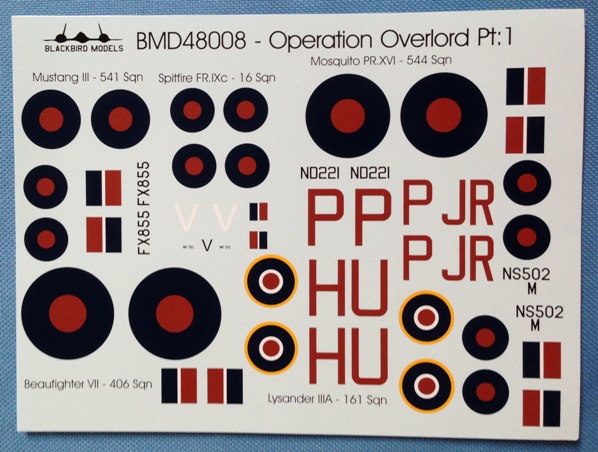4 HN Ac Calcomanías Blackbird Modelos Operación Overlord Pt1 1.48