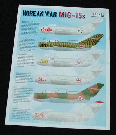 1 HN Ac Çıkartmaları İlyada Tasarım Kore Savaşı Mig 15s 1.48