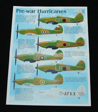 1 HN Ac Calcomanías Iliad Design Pre War Hurricanes 1.72