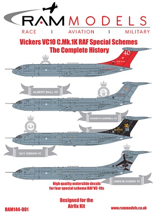 1 HN Ac Decalques RAM Modelos Vickers VC10 CMk1K RAF Ann 1.144