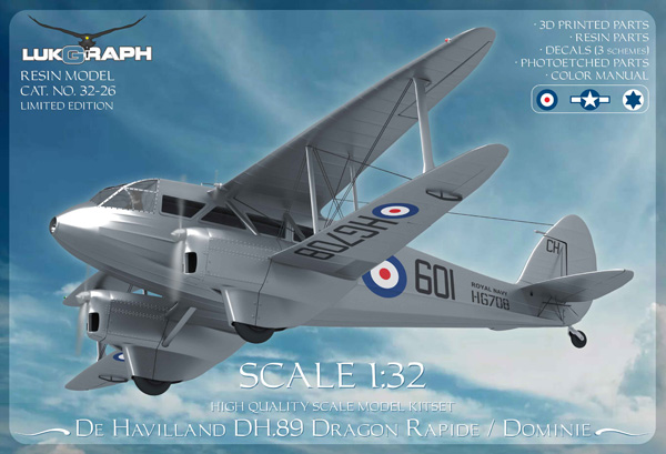 ลุคกราฟ เดอ ฮาวิลแลนด์ DH.89 Dragon Rapide/Dominie 1:32