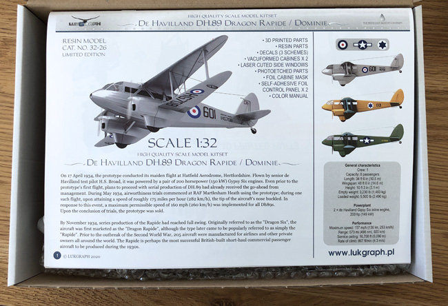 Lukgraph de Havilland DH.89 Dragon Rapide/Dominie 1/32e